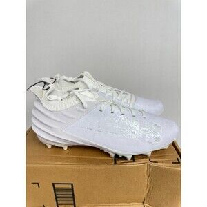 -1410 Under Armour Smoke Suede Football Cleats White/Silver-US 8.5 Mens